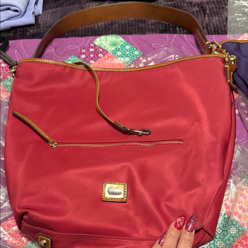 Dooney & Bourke Red and Tan Shoulder Bag